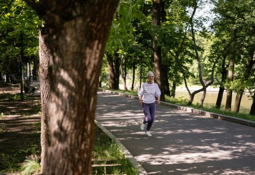Woman Jogging for Sustainable Wellness Post-Stroke