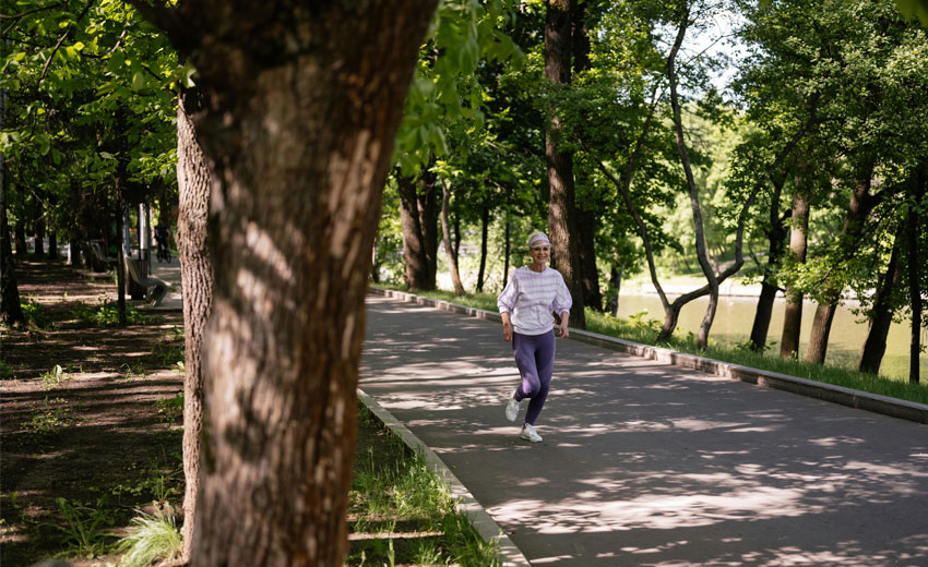 Woman Jogging for Sustainable Wellness Post-Stroke
